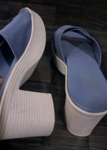 Blue Wedge Sandals