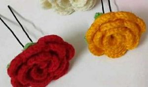 Handmade Crochet Rose Hair Pins