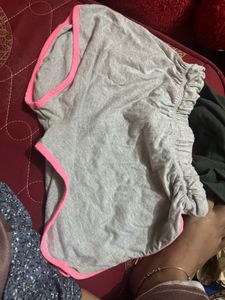 Comfy Grey Pajama Shorts with Pink Trim