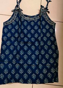 Navy Blue Printed Kurta