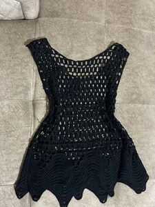 Black Crochet Sleeveless Top
