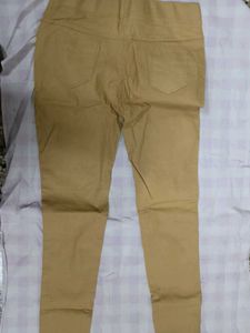Khaki Trousers with Zipper Detail