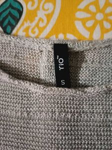 Grey Textured Knit Top
