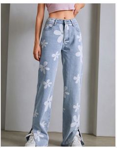 Floral Print wide Leg Jeans