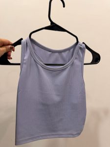 Women’s Light Blue Ribbed Racerback Crop Tank Top