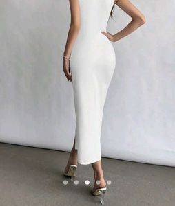 Elegant White Bodycon Midi Dress
