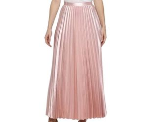 Peach Plated Satin Skirt