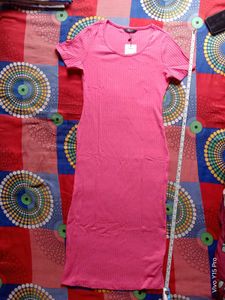 Vibrant Pink Ribbed Bodycon Dress