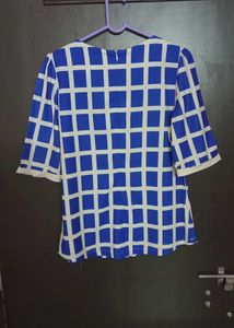 Blue Checkered Short Sleeve Top