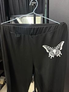 Black Butterfly Print Joggers