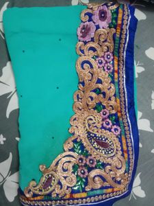 Stunning Teal Embroidered Saree