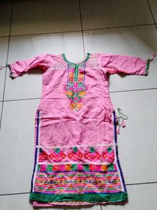 Pink Embroidered Kurta