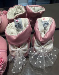 2 Adorable Pink Baby Shoes Set