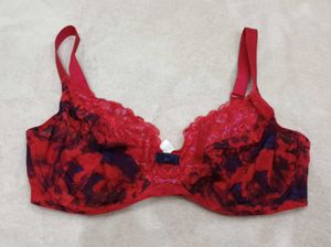 Red Floral Lace Bra