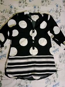 Chic Polka Dot & Stripe Tunic Top