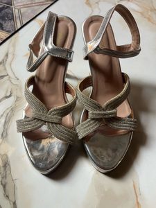 Sparkling Silver Platform Heels