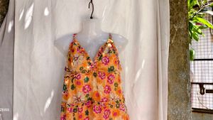 16254. Floral Print Tiered Mini Dress