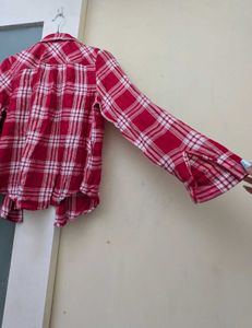 Red Plaid Button-Up Shirt