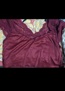 Maroon Lace Crop Top