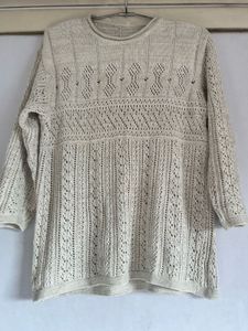 Off White Heavy Crochet Top