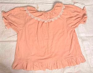 Peach Lace Trim Top