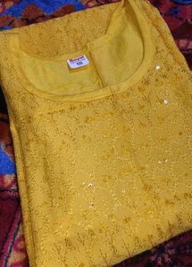 Beautiful Yellow Embroidered Kurta