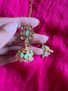 Alloy Gold Plated Green Jewel Set