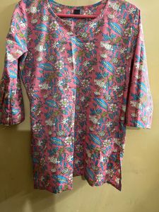 Pink Floral Print Kurta