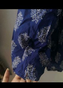 Blue Ethnic Print Kurta Top