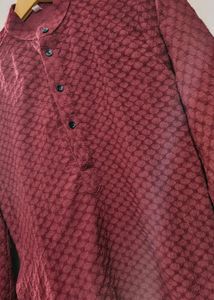 Maroon Textured Kurta