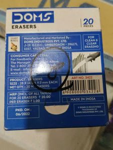 DOMS Erasers - Pack of 20 and 8 neon eraser