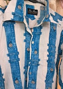 👔Blue &amp; White Striped Button-Up Shirt