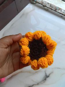 Handmade Crochet Sunflower Hair Clip