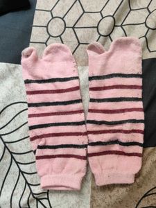 Pink Striped Toe Socks