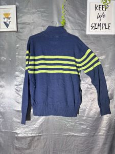 Navy &amp; neon green  Striped Sweater