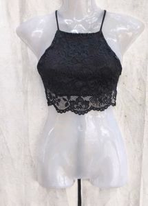 I. Black Lace Halter Bralette