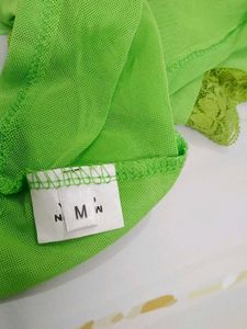 (200)Green Lace Trim Tank Top
