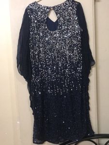 Dark Blue Sequence Short Length Dress For Party