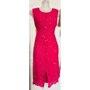 Vibrant Pink Embroidered Kurta