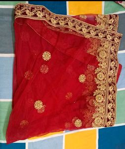 Exquisite Red &amp; Gold Embroidered Lehenga Choli