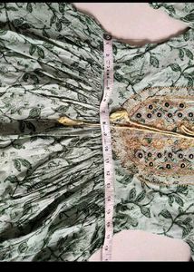 Green Printed Kurta Set with sharara and Dupatta