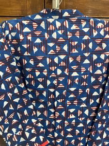 Boho Blue &amp; Red Block Print Kurta