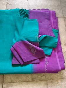 sea green net georget Saree