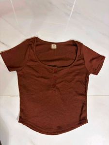 Street style Store Ribbed Henleys Crop Top