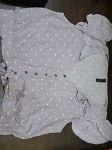 Lilac Polka Dot Button-Up Top