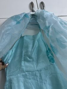 Strapless Baby Blue Embellished Dress