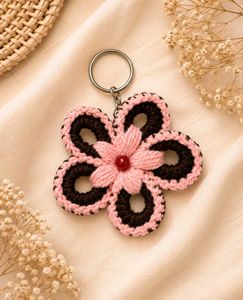 Handmade Crochet Flower Keychain