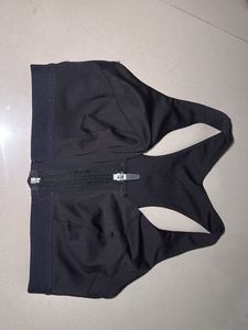 Black Front Zip Sports Bra