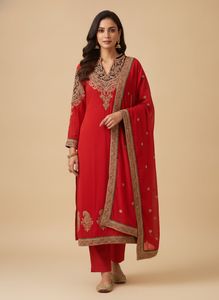 Embroidered Red suit set
