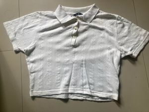 White Textured Polo T-Shirt